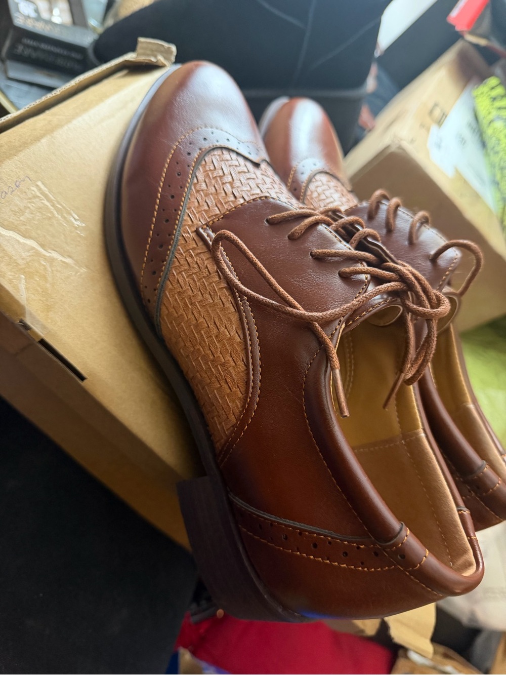 Men's Brown Leather Oxford Dress Shoes
